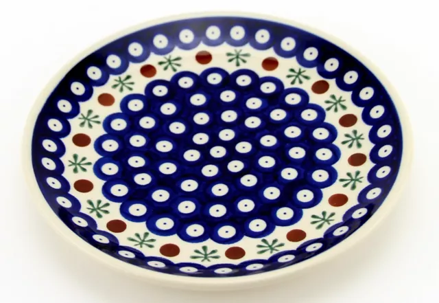 Polish Pottery Plate 7.5 Inch from Zaklady Boleslawiec in Peacock Pattern