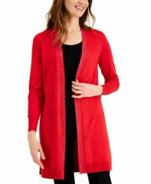 MSRP $80 Jm Collection Petite Open-Front Cardigan Size Petite Medium