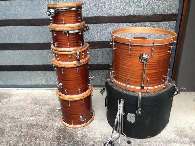 Custom Drum Kit, Keller mahogany shells Tassie oak hoops & silky oak stave snare 2
