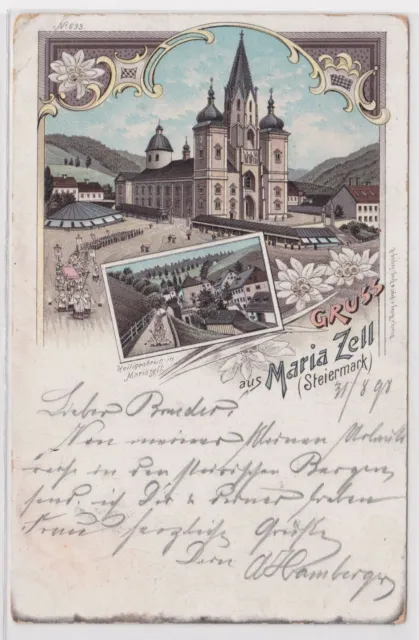 900491 AK Gruss aus Maria Zell (Steiermark) - Heiligenbrun in Mariazell 1898