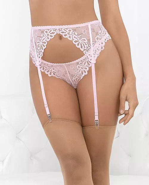 Pink Lace Romance Garterbelt Adjustable Garters Pink