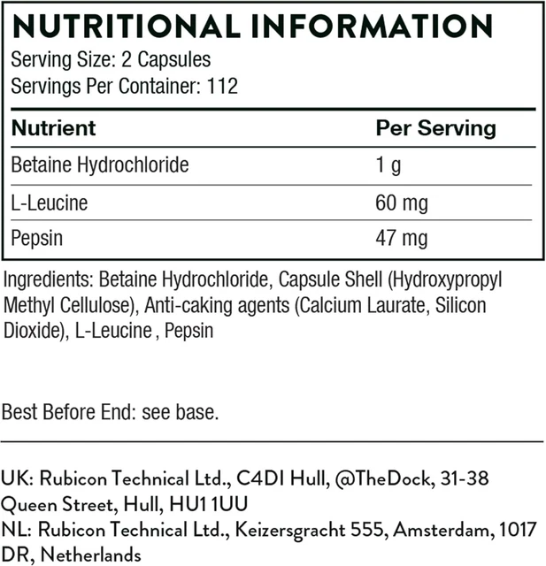 THORNE BETAINE HCL Pepsin Digestive Enzymes for Protein Breakdown and