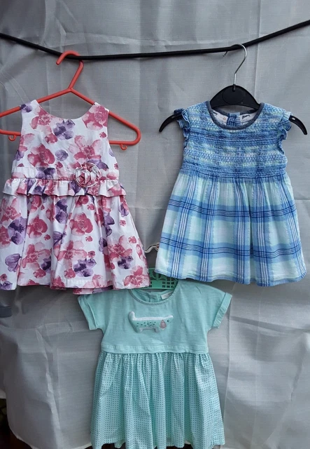 3 x baby Girls pretty dresses age 3-6months