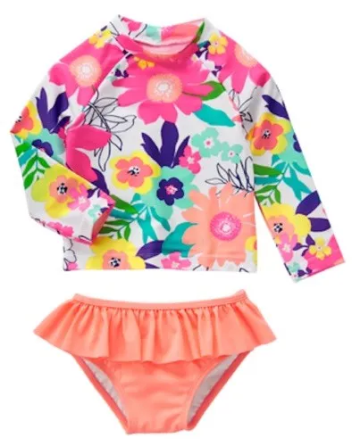NWT Gymboree Swim shop Flower Rash Guard Set Swimsuit UPF 50+ Toddler many Sizes