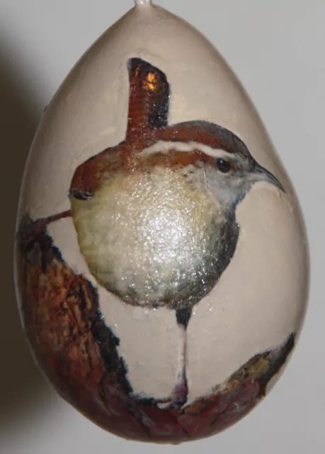 gourd Easter egg, yard art or Christmas ornament with wren