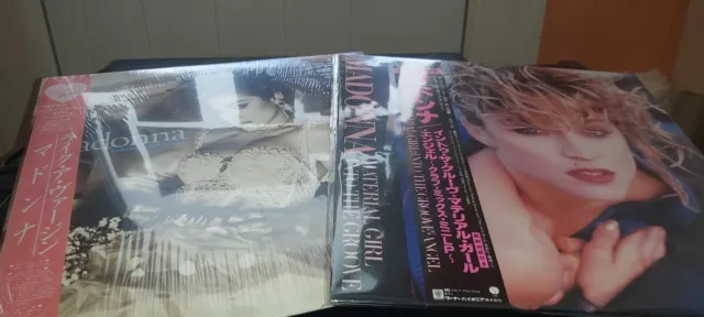 MADONNA,VINYLES (2),IMPORT JAPON,comme neuf,LIKE VIRGIN,ANGEL,1984,AVEC INSERT