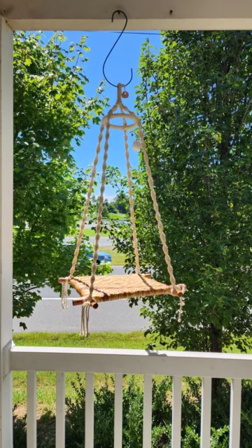 Vintage Macrame And Wicker Single Shelf Plant Hanger **UNIQUE FIND**