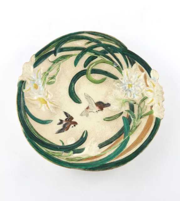 Gorgeous Japanese Satsuma Sparrow Plate, By Kinseizan, Meiji Period