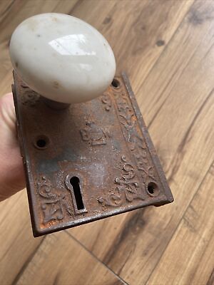 Antique BLW Lock And Porcelain Door Knob Set
