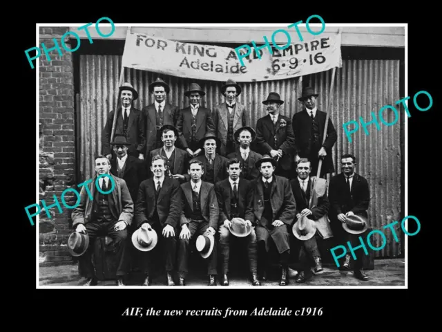 OLD POSTCARD SIZE PHOTO OF ADELAIDE SA THE NEW AIF ANZAC RECRUITS c1916