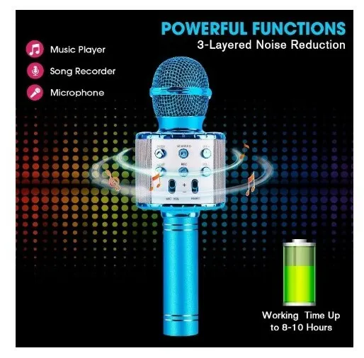 Micrófono Bluetooth de karaoke ShinePick, micrófono de grabación y canto 5 en 1... 3