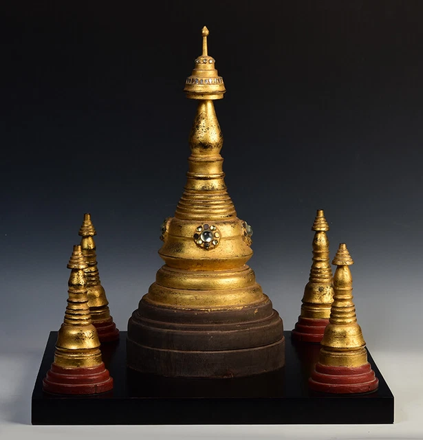19th Century, Mandalay, Antique Burmese Wooden Pagoda