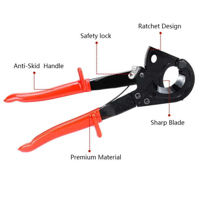 Ratchet Cable Cutter Heavy Duty Ratcheting Wire Cut Hand Tool Cut Up To 240mm² 2