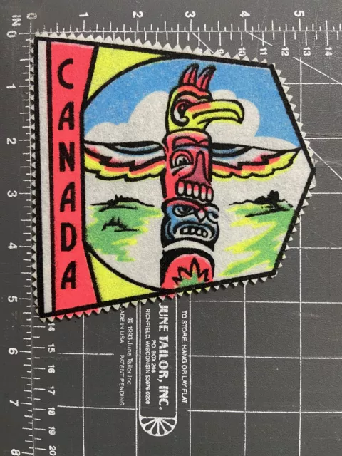 Vintage Canada Totem Feltro Toppa Gagliardetto Bandiera Primo Nazioni Indiani