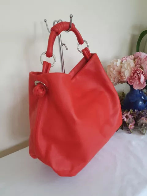 High Quality Real Leather Red Chilli Large Tote Slouch Hobo Bag Handbag Nwot