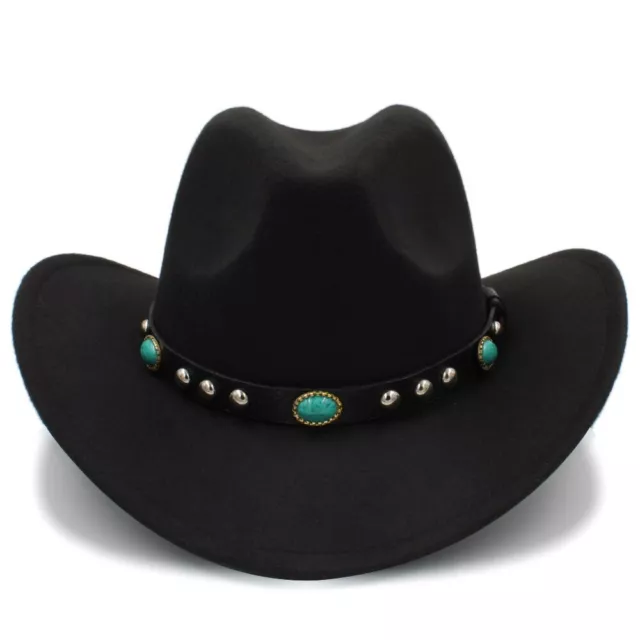 BLACK WESTERN COWBOY, Cowgirl Hat, Turquoise Strap, Men Women Retro ...