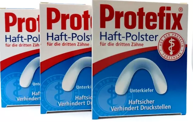 3x Protefix Haft-Polster Unterkiefer Prothesen Haftsicher 30 Stück Haftpolster