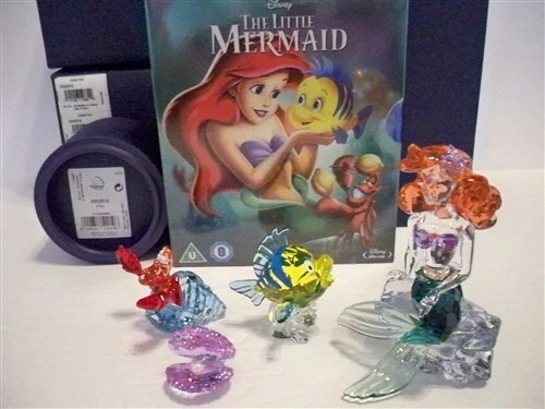 SWAROVSKI DISNEY LITTLE Mermaid Collection Set Ariel Sebastian Flounder ...