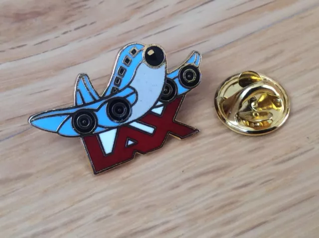 RARE pin's lapel pins vintage avions fly  L.A.X aéroport los Angeles doré 2