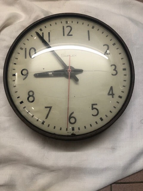 SIMPLEX WALL CLOCK vintage working glass curved front £151.28 - PicClick UK