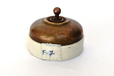Vintage English Light Switch Electric Brass Ceramic Slickex Vitreous England"F7 3