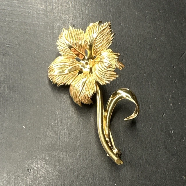 Broche Ancienne Art Déco/Nouveau - Plaqué Or 18k (750), Motif Fleurs, Créateur