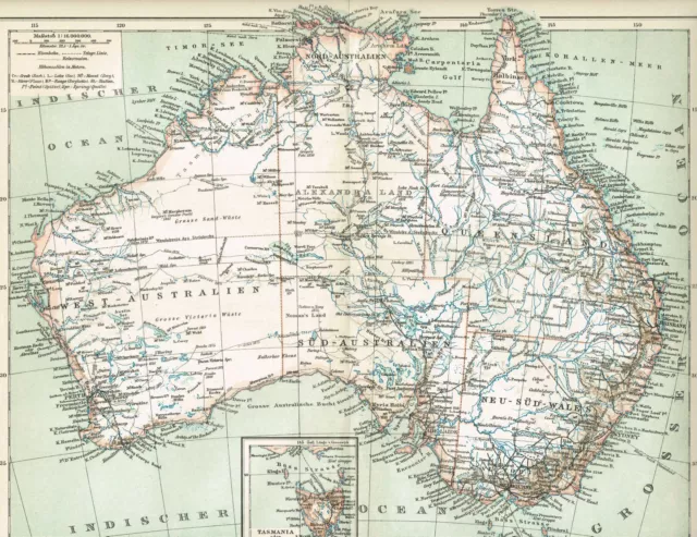 Karte von AUSTRALIEN 1894 Original-Graphik