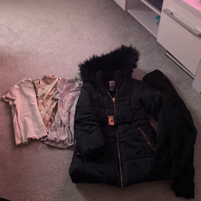 girls clothes bundle age 7-8 coat tops and hoodie