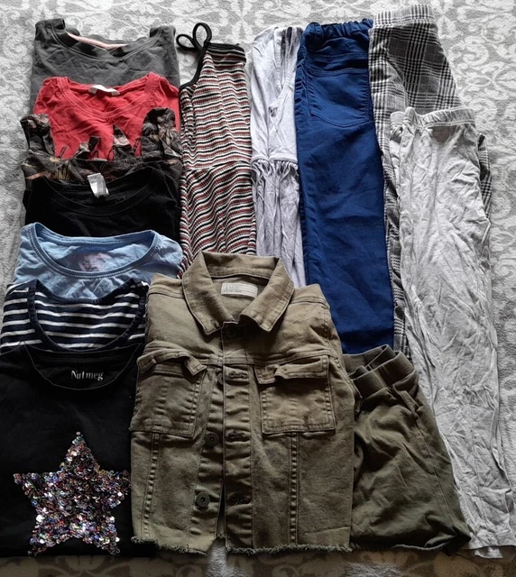 Girls Bundle Of Clothes Age 9-10 Inc Denim Jacket Dresses Tops Leggings Shorts +
