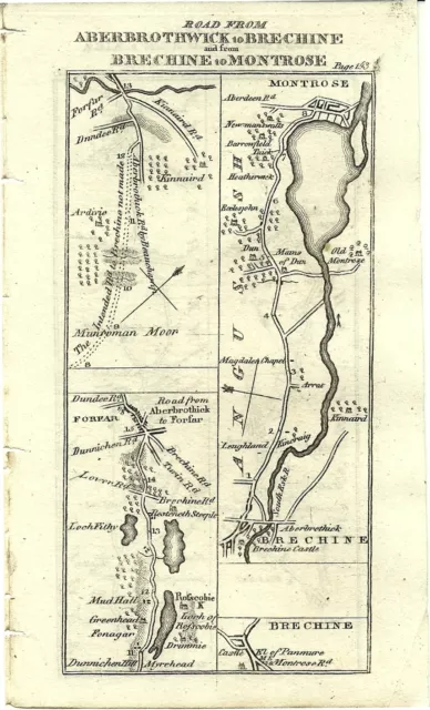 Antique map, Taylor & Skinner, Aberbrothic to Forfar (2)