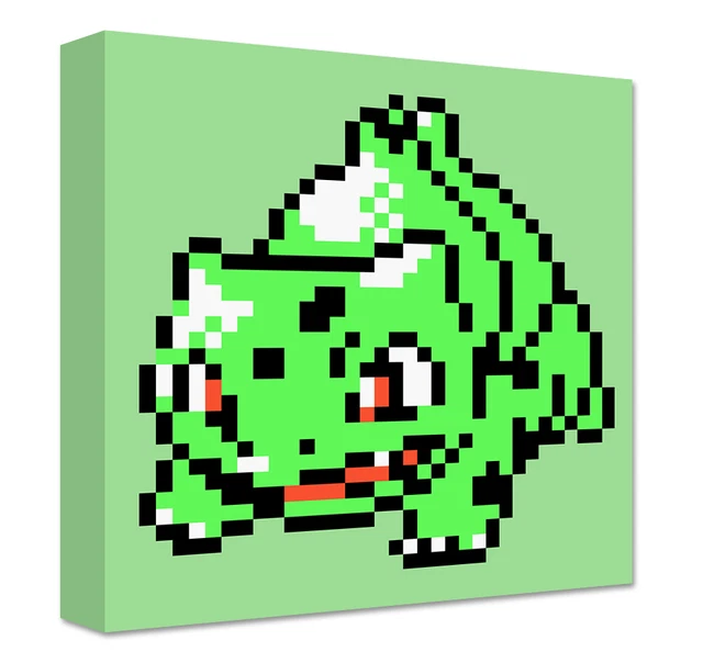 BULBASAUR PIXEL ART Toile Mural Large Art Pokemon Jeu Pièce Décoration