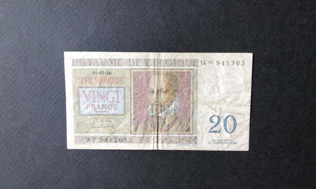 Billet De 20fr Belge Roland De Lassus Et Philippe De Monte
