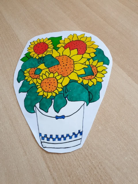 Window Color Fensterbild  Sonnenblumen Im Eimer