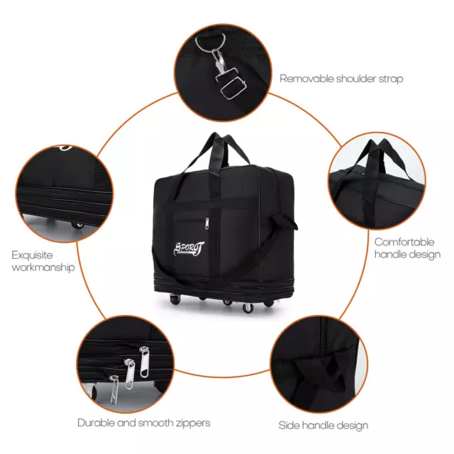 2 Pack 3 layer Expandable Rolling Wheeled Duffle Bag Luggage Spinner Suitcase 10