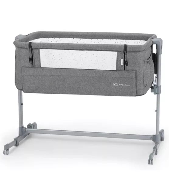 Kinderkraft Neste Up Bedside Crib - Grey Melange