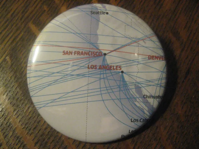 United Airlines UAL UA United States West Coast SFO LAX Route Map Pocket Mirror