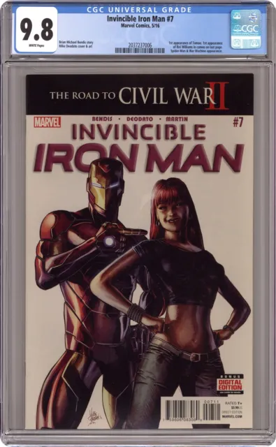 Invincible Iron Man #7A Deodato CGC 9.8 2016 2037237006 1st cameo Riri Williams