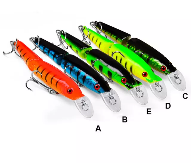 5pcs/set Jointed Trolling Bait Minnow Fishing Lure Bass Crankbait Tackle Wobbler 2