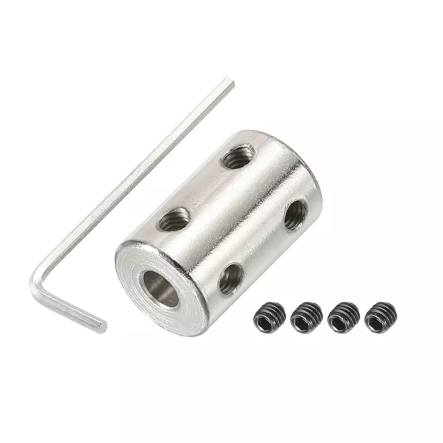 Shaft Coupler L22xD14 5mm Stainless Steel w Screw,Wrench Silver