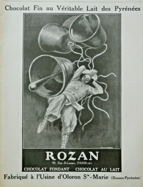 1921 Rozan Press Advertisement Fine Milk Chocolate Of The Pyrenees - Cappiello
