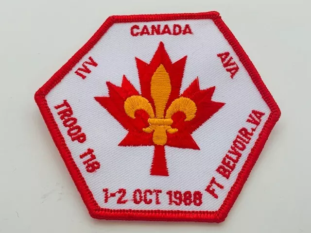 Advertising Patch Logo Emblem Sew vtg patches Canada Belvoir Troop 118 leaf AVA