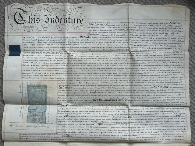 1830 Indentured property deed for Ely cottage, Tunbridge Wells, Kent