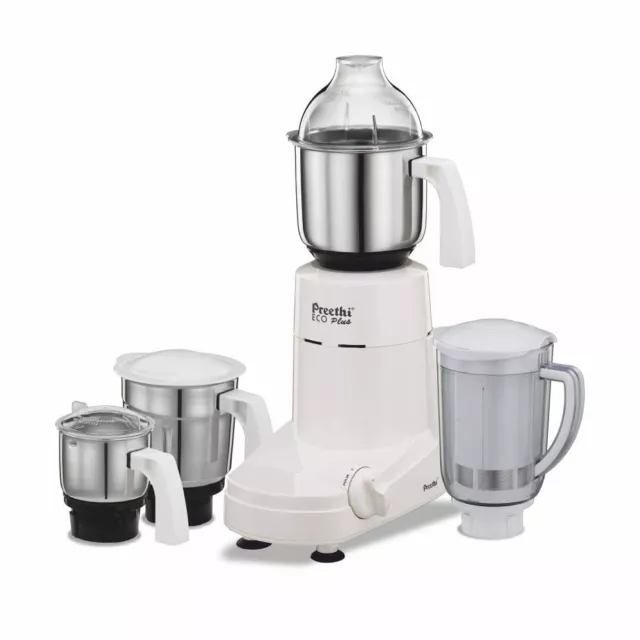 Preethi Eco Plus MG 157 Mixer Grinder, 750-watt, 4 jars (White)- Free Delivery