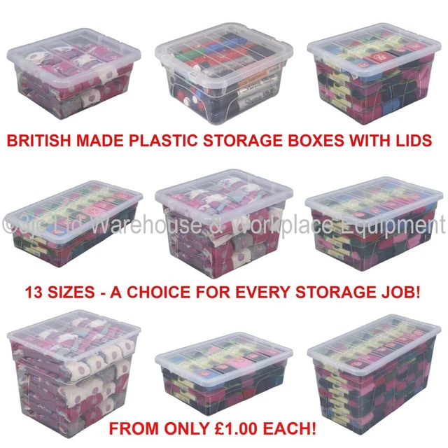 SPACEMASTER CLEAR PLASTIC Storage Box Boxes With Lids Removals House