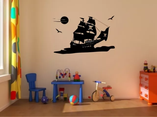 Wandtattoo Piraten Schiff Pirat Wandaufkleber Kinder Kinderzimmer niedlich Deko