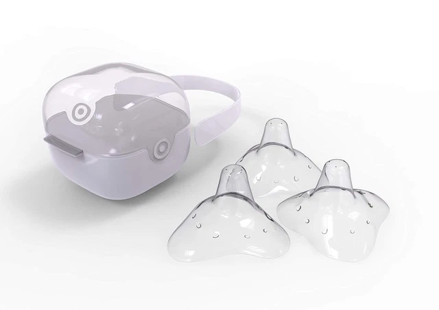 Premium Nipple Shields for Nursing - Set of 3, 24Mm, Clear with Free C