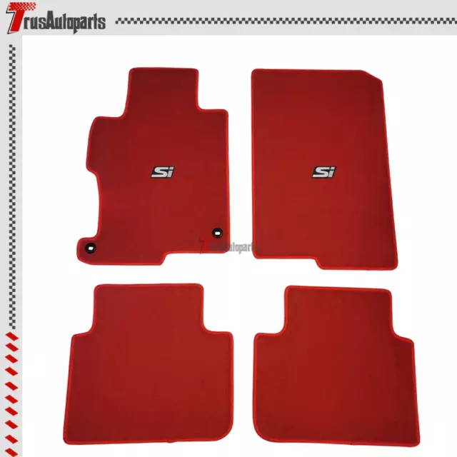 For 13-17 Honda Accord Red Nylon Floor Mat Interior Carpet Front Rear 4PC w/ Si