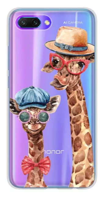 Coque en silicone imprimée compatible Huawei Honor 10 Funny Girafe