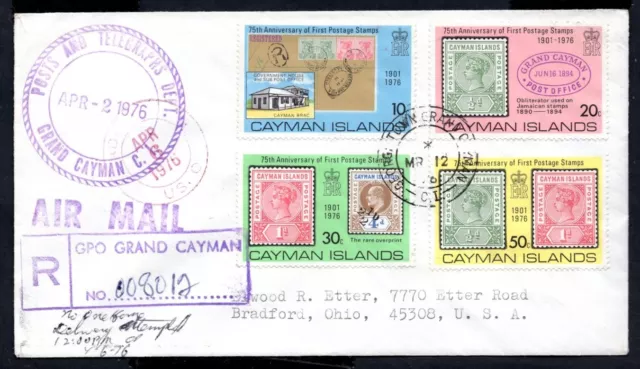 Cayman Islands - 1976 Stamp Centenary Registered First Day Cover