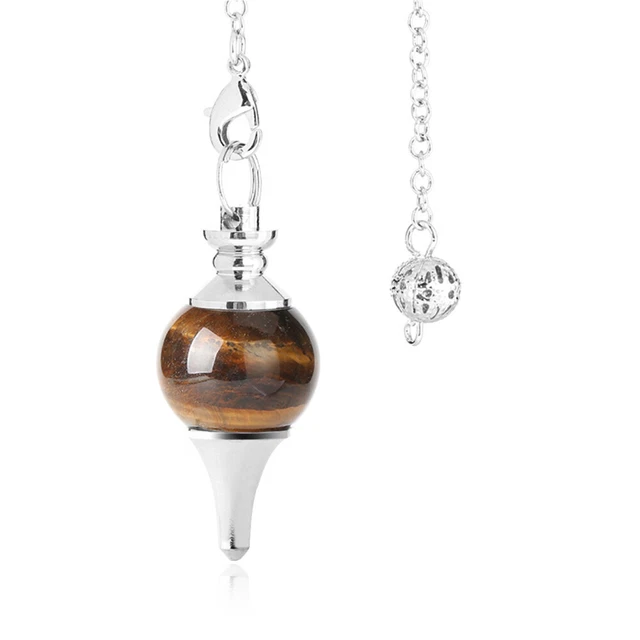Natural Gemstone Crystal Pendulum Healing Dowsing Chakra Reiki Pendant Necklace